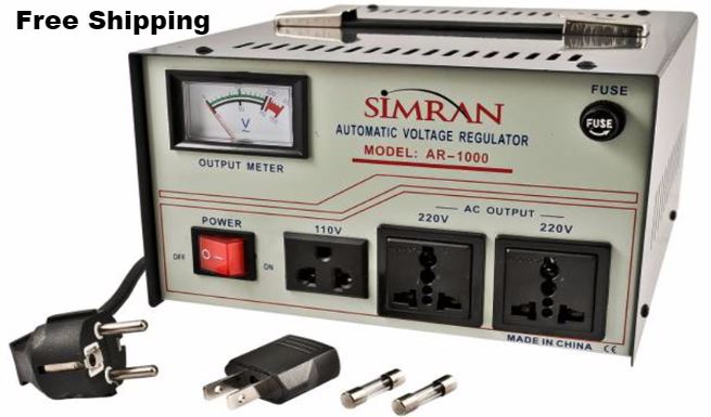 350 Watts Simran AR-350 Voltage Regulator/Stabilizer with Built-In Step Up Down Voltage Transformer for AC 110 Volt to 220/240 Volt Worldwide Use 